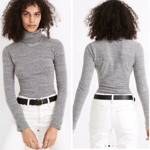 NWT Madewell Turtleneck Bodysuit Top Heather Grey Size Medium Brand New